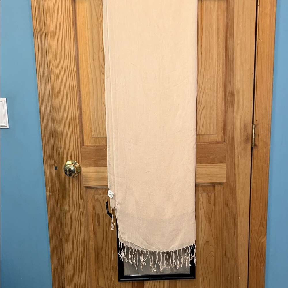 L.L. Bean Tan Dress Scarf with Fringe